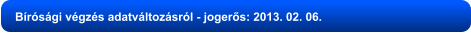 Bírósági végzés adatváltozásról - jogerős: 2013. 02. 06.