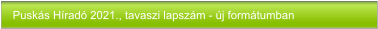 Puskás Híradó 2021., tavaszi lapszám - új formátumban