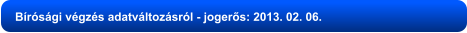 Bírósági végzés adatváltozásról - jogerős: 2013. 02. 06.