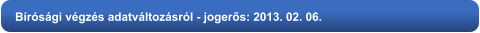 Bírósági végzés adatváltozásról - jogerős: 2013. 02. 06.