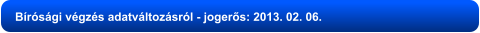 Bírósági végzés adatváltozásról - jogerős: 2013. 02. 06.