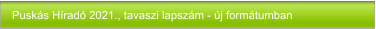 Puskás Híradó 2021., tavaszi lapszám - új formátumban